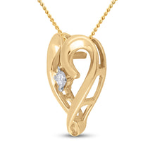 Load image into Gallery viewer, 10kt Yellow Gold Diamond Heart &amp; Love Symbol Pendant: A Radiant Emblem of Eternal Affection  Side View from Splendid Jewellery
