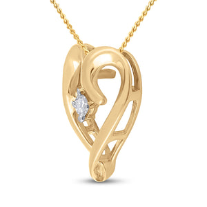 10kt Yellow Gold Diamond Heart & Love Symbol Pendant: A Radiant Emblem of Eternal Affection - Splendid Jewellery