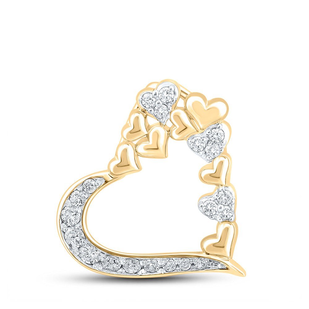 10kt Yellow Gold Diamond Heart & Love Symbol Pendant - A Radiant Expression of Affection - Splendid Jewellery