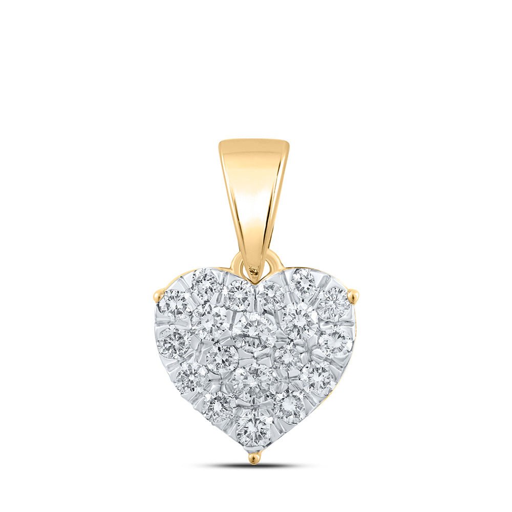 10kt Yellow Gold Diamond Heart & Love Symbol Pendant - A Radiant Expression of Love and Romance - Splendid Jewellery