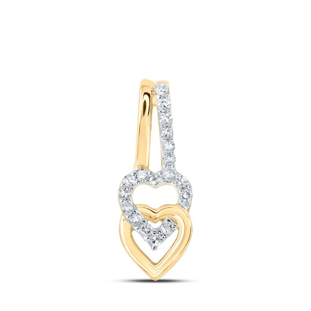 10kt Yellow Gold Diamond Heart & Love Symbol Pendant - A Timeless Expression of Love and Elegance - Splendid Jewellery