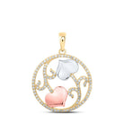 10kt Yellow Gold Diamond Heart & Love Symbol Pendant | Elegant Circle Flower Heart Necklace - Splendid Jewellery
