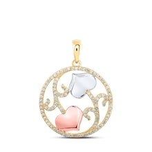 Load image into Gallery viewer, 10kt Yellow Gold Diamond Heart &amp; Love Symbol Pendant | Elegant Circle Flower Heart Necklace - Splendid Jewellery