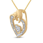 10kt Yellow Gold Diamond Heart & Love Symbol Pendant - Mesmerizing Romance - Splendid Jewellery