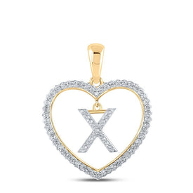 10kt Yellow Gold Diamond Heart X Initial Pendant | Personalized Love and Affection Necklace - Splendid Jewellery