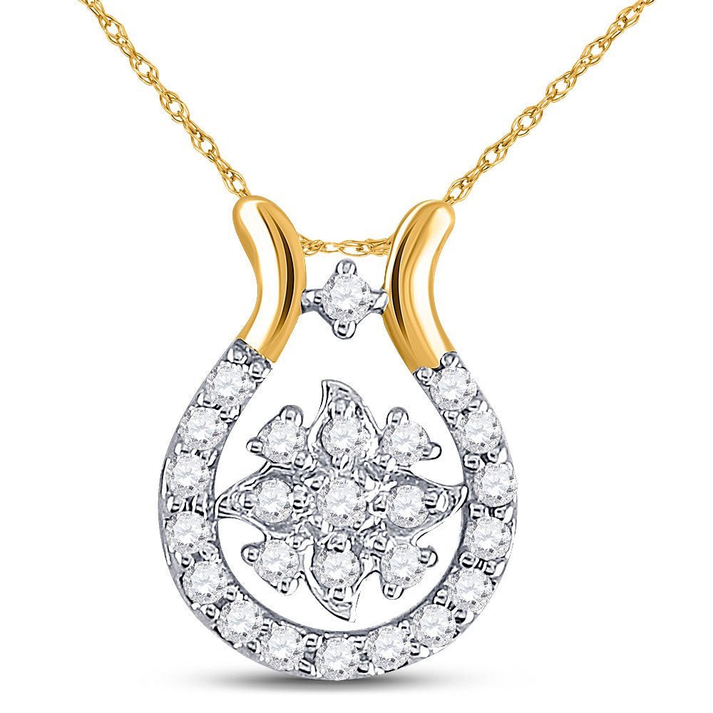 10kt Yellow Gold Diamond Horseshoe & Lucky Cluster Pendant - Splendid Jewellery