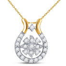10kt Yellow Gold Diamond Horseshoe & Lucky Cluster Pendant - Splendid Jewellery