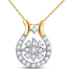 10kt Yellow Gold Diamond Horseshoe & Lucky Cluster Pendant - Splendid Jewellery