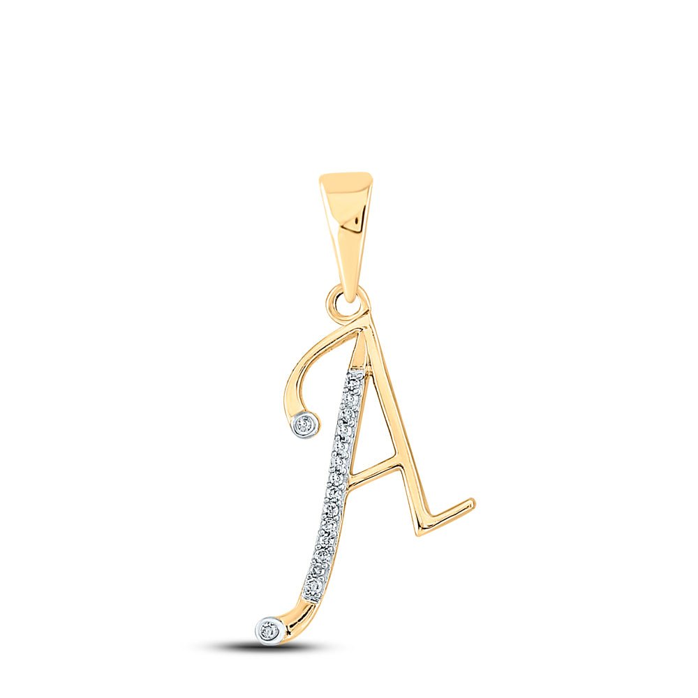 10kt Yellow Gold Diamond Initial A Pendant Necklace | Natural Round Diamonds - Splendid Jewellery