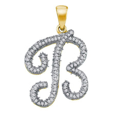 Load image into Gallery viewer, 10kt Yellow Gold Diamond Initial B Letter Pendant: A Personalized Expression of Elegance and Brilliance - Splendid Jewellery