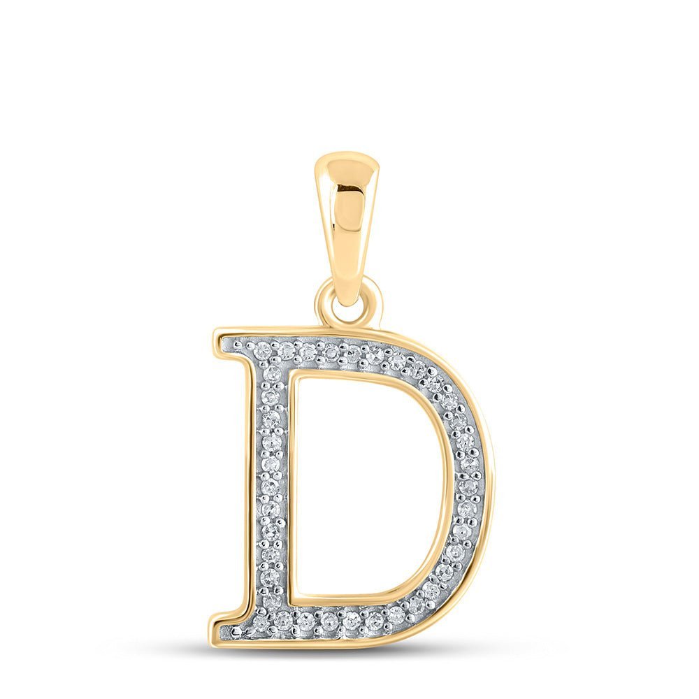 10kt Yellow Gold Diamond Initial D Letter Pendant - Personalized Elegance - Splendid Jewellery