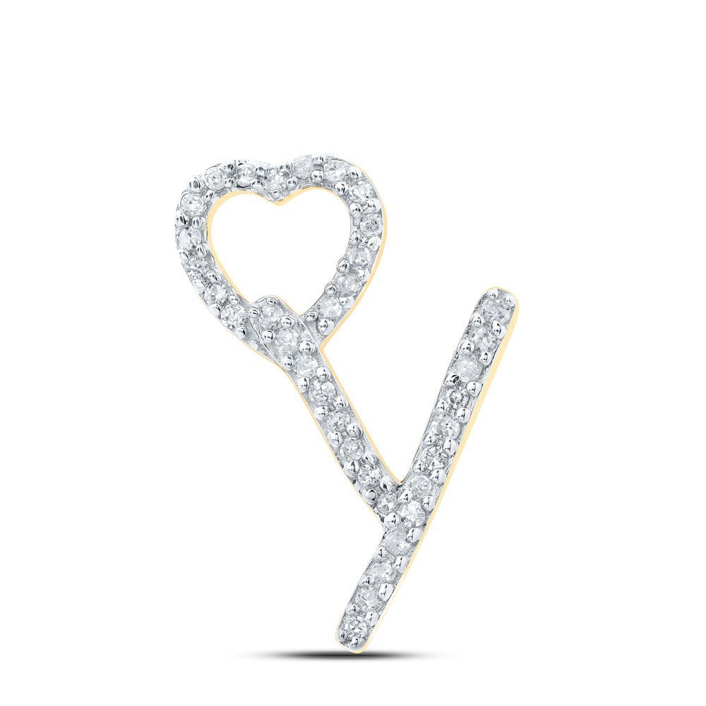 10kt Yellow Gold Diamond Initial Heart Pendant - Splendid Jewellery