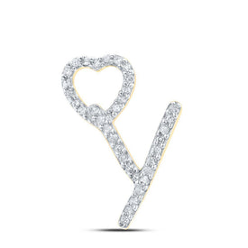 10kt Yellow Gold Diamond Initial Heart Pendant - Splendid Jewellery