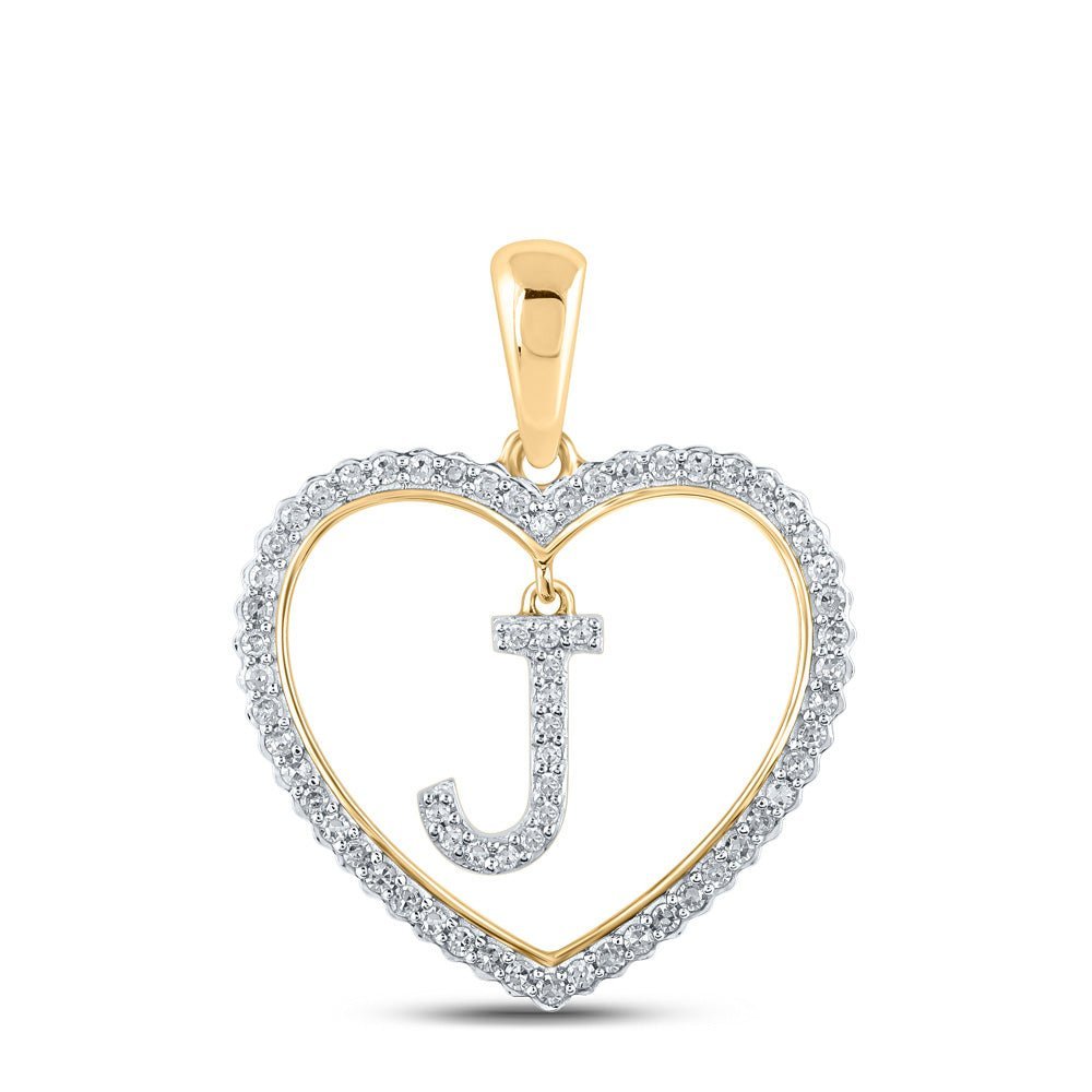 10kt Yellow Gold Diamond Initial Heart Pendant - Personalized Elegance - Splendid Jewellery