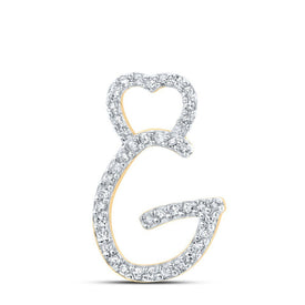10kt Yellow Gold Diamond Initial Heart Pendant | Personalized Letter Necklace - Splendid Jewellery
