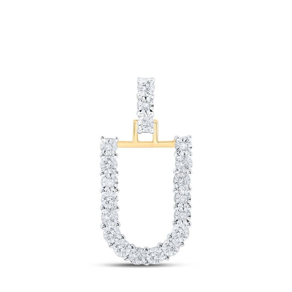 10kt Yellow Gold Diamond Initial & Letter Pendant | Elegant U - Shaped Design with Sparkling Diamonds | Splendid Jewellery - Splendid Jewellery