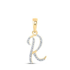 10kt Yellow Gold Diamond Initial & Letter Pendant - Personalized Elegance in Radiant R - Splendid Jewellery