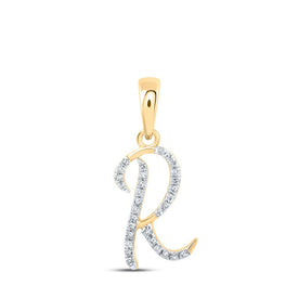 10kt Yellow Gold Diamond Initial & Letter Pendant - Personalized Elegance in Radiant R - Splendid Jewellery