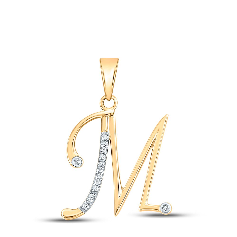 10kt Yellow Gold Diamond Initial M Pendant Necklace | Natural Round Diamonds - Splendid Jewellery