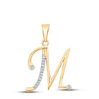 10kt Yellow Gold Diamond Initial M Pendant Necklace | Natural Round Diamonds - Splendid Jewellery