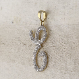 10kt Yellow Gold Diamond Initial Necklace - Personalized Elegance product Side View from Splendid Jewellery