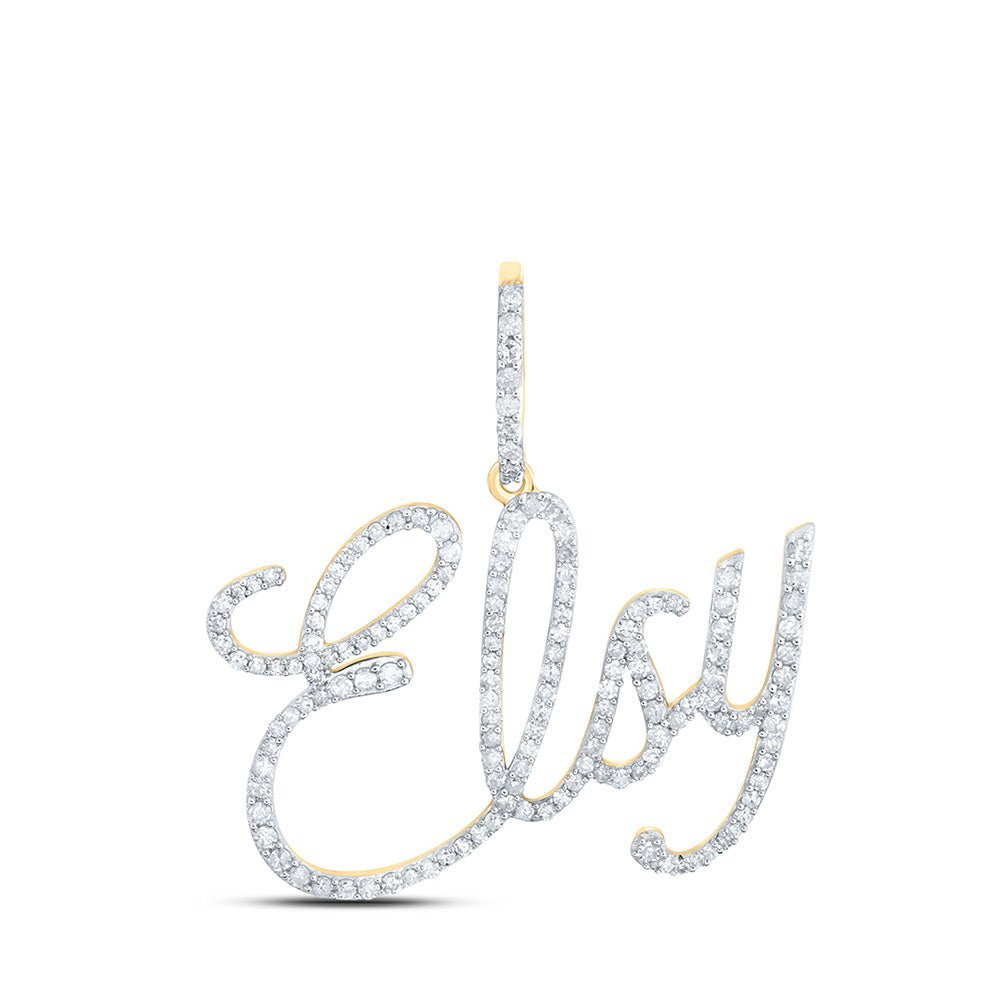 10kt Yellow Gold Diamond Initial Necklace - Personalized ELSY Pendant - Splendid Jewellery