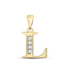 Load image into Gallery viewer, 10kt Yellow Gold Diamond Initial Pendant | Elegant L Letter Necklace with Round Diamond | Splendid Jewellery - Splendid Jewellery