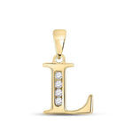 10kt Yellow Gold Diamond Initial Pendant | Elegant L Letter Necklace with Round Diamond | Splendid Jewellery - Splendid Jewellery
