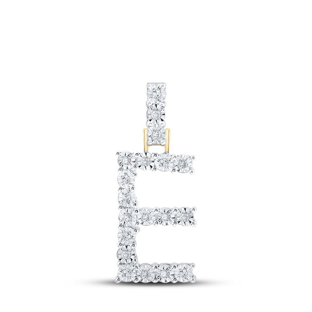 10kt Yellow Gold Diamond Initial Pendant - Personalized E Letter Necklace with Round Diamond Accent - Splendid Jewellery