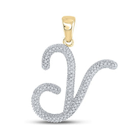 10kt Yellow Gold Diamond Initial Pendant - Personalized Elegance and Sparkling Brilliance - Top View