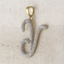 Load image into Gallery viewer, 10kt Yellow Gold Diamond Initial Pendant - Personalized Elegance and Sparkling Brilliance - Side View