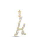 10kt Yellow Gold Diamond Initial Pendant - Personalized Elegance in Cursive - Splendid Jewellery
