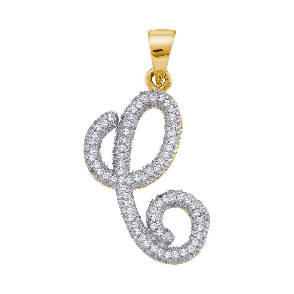 10kt Yellow Gold Diamond Initial Pendant - Personalized Elegance in Cursive - Splendid Jewellery