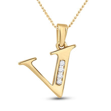 Load image into Gallery viewer, 10kt Yellow Gold Diamond Initial Pendant: Personalized Elegance in Every Letter - Top View
