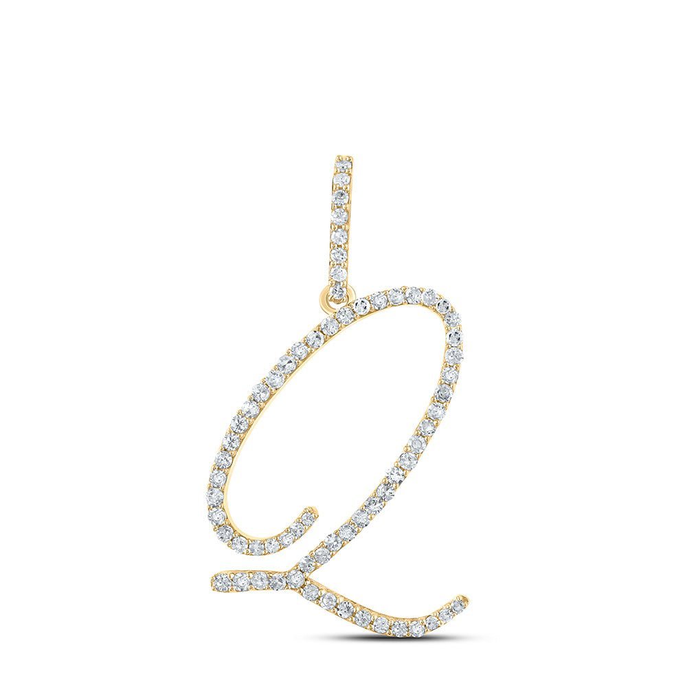 10kt Yellow Gold Diamond Initial Q Pendant - Personalized Elegance at Its Finest - Splendid Jewellery