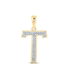 10kt Yellow Gold Diamond Initial T Letter Pendant - Personalized Elegance - Splendid Jewellery