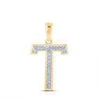 10kt Yellow Gold Diamond Initial T Letter Pendant - Personalized Elegance - Splendid Jewellery