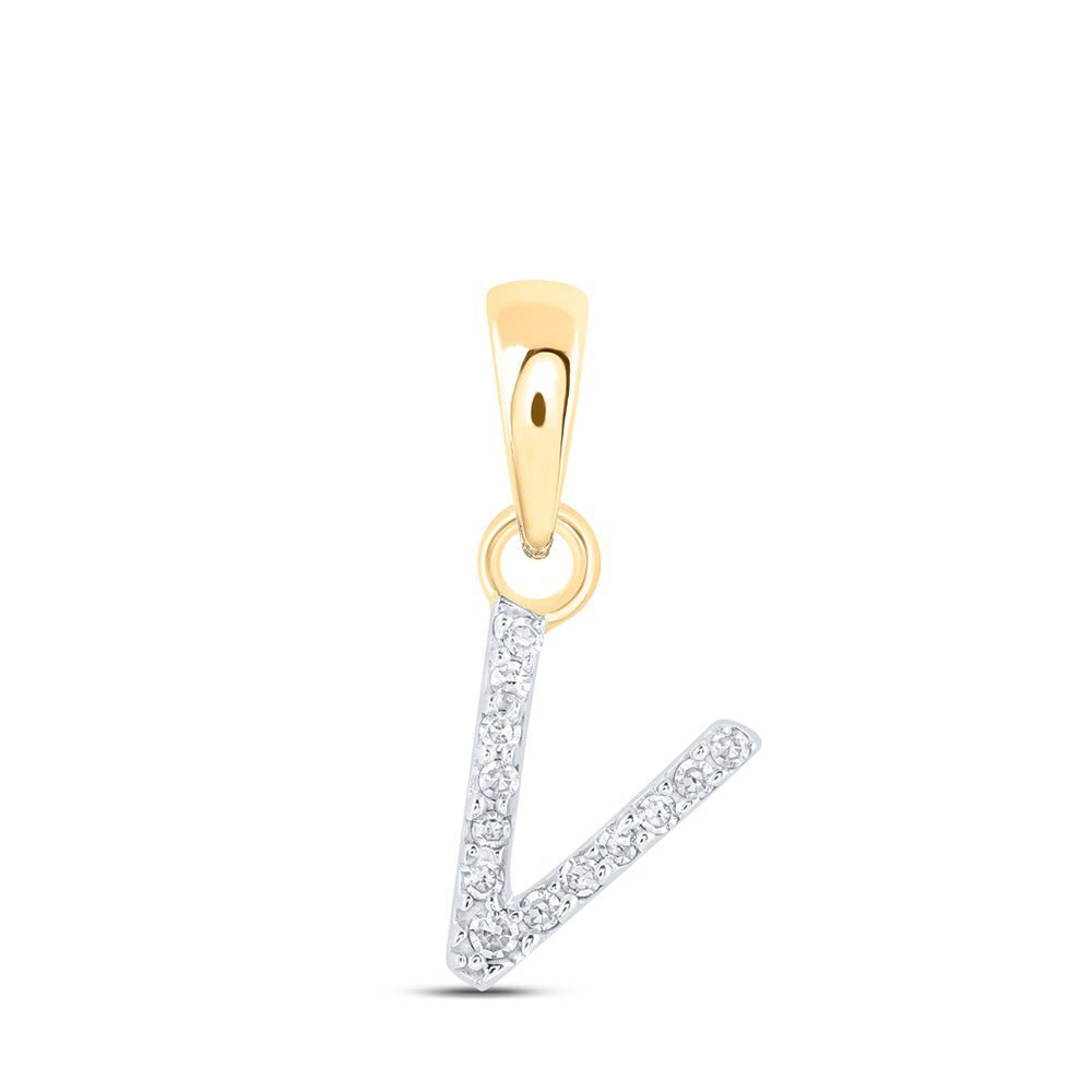 10kt Yellow Gold Diamond Initial V Pendant - Personalized Elegance - Splendid Jewellery