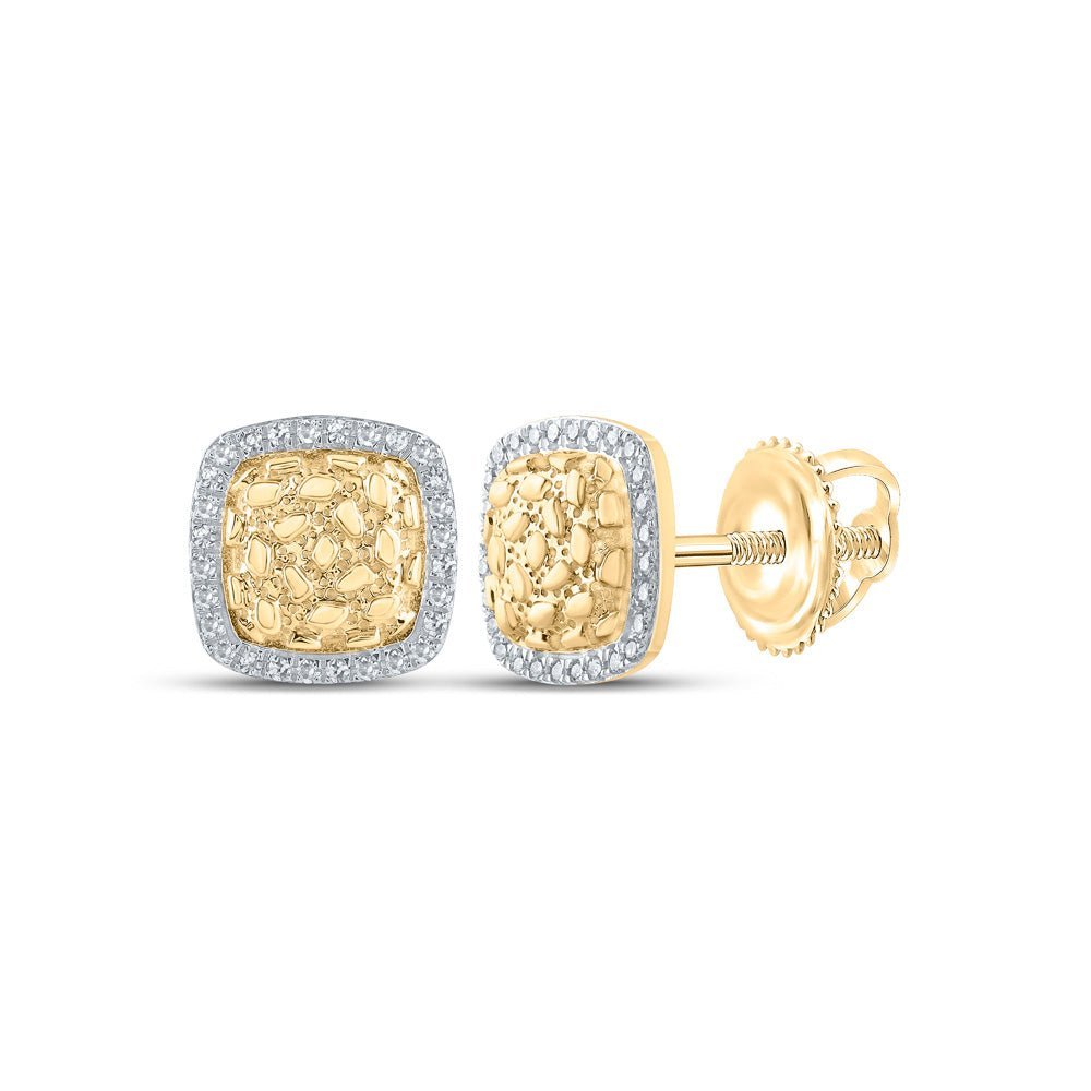 10kt Yellow Gold Diamond Nugget Square Earrings: A Dazzling Touch of Elegance - Splendid Jewellery