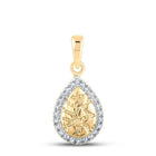 10kt Yellow Gold Diamond Nugget Teardrop Pendant - A Captivating Delight - Splendid Jewellery