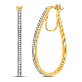 10kt Yellow Gold Diamond Oblong Hoop Earrings: A Timeless Sparkle - Splendid Jewellery