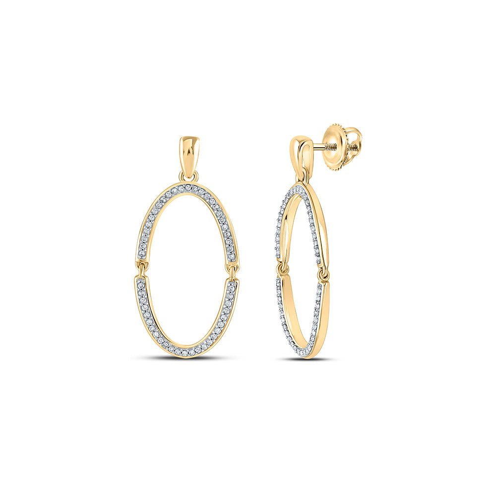10kt Yellow Gold Diamond Oval Hinge Dangle Earrings - Timeless Elegance - Splendid Jewellery