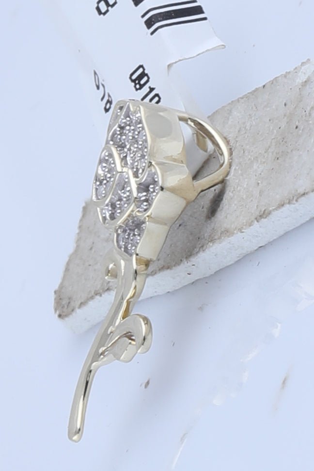 10kt Yellow Gold Diamond Rose Flower Pendant - A Timeless Symbol of Love and Elegance - Splendid Jewellery