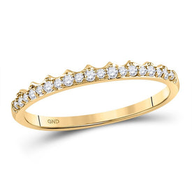 10kt Yellow Gold Diamond Scalloped Stackable Band Ring 1/6 Cttw - Splendid Jewellery - Splendid Jewellery