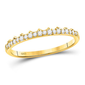 10kt Yellow Gold Diamond Scalloped Stackable Band Ring 1/6 Cttw - Splendid Jewellery - Splendid Jewellery