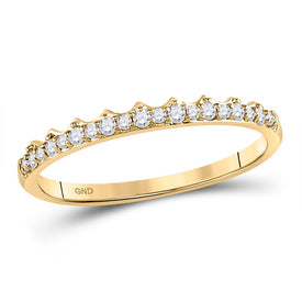 10kt Yellow Gold Diamond Scalloped Stackable Band Ring 1/6 Cttw - Splendid Jewellery product  Top View from Splendid Jewellery