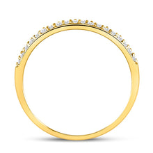 Load image into Gallery viewer, 10kt Yellow Gold Diamond Scalloped Stackable Band Ring 1/6 Cttw - Splendid Jewellery product Side View from Splendid Jewellery