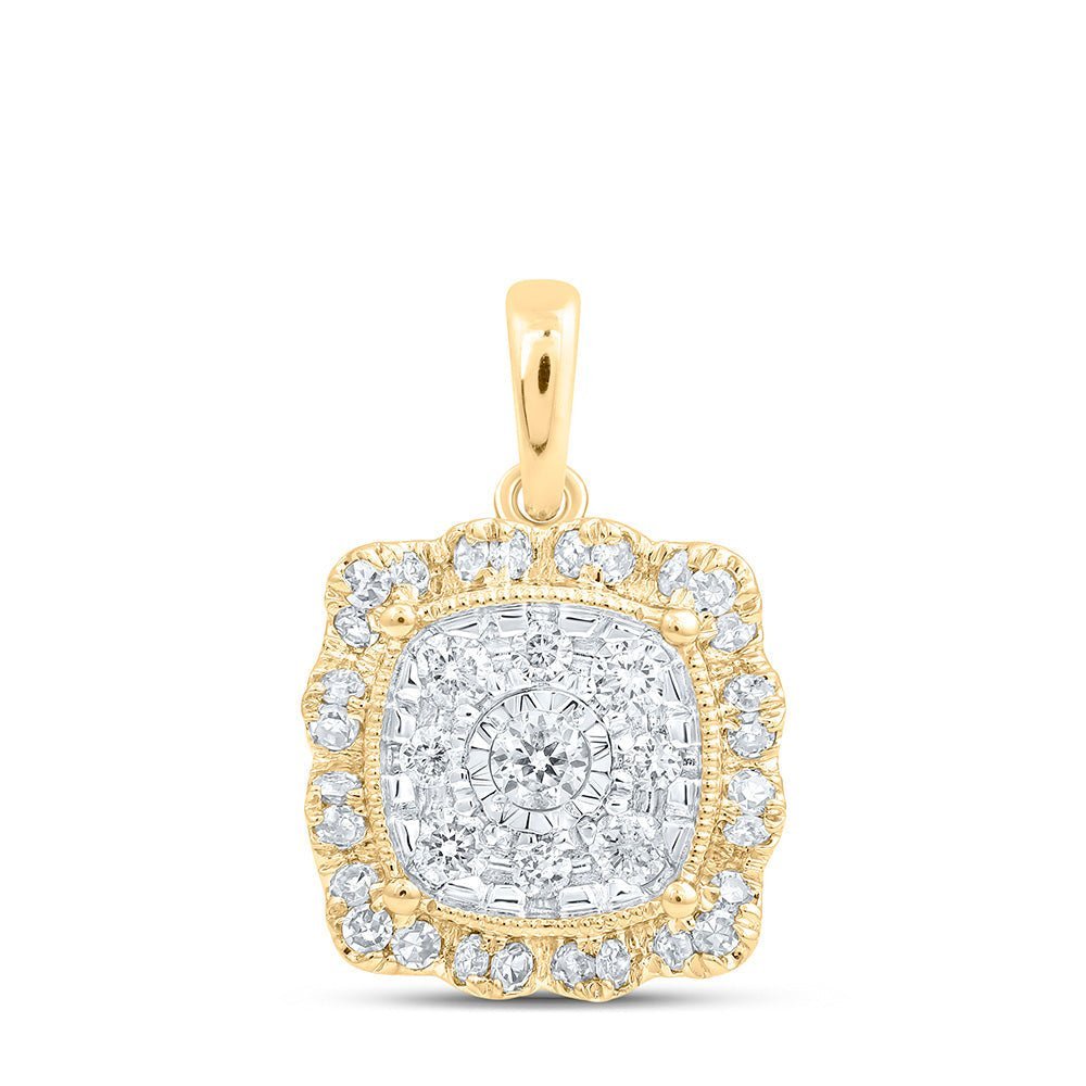 10kt Yellow Gold Diamond Square Pendant - Radiant Brilliance - Splendid Jewellery