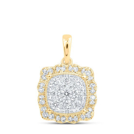 10kt Yellow Gold Diamond Square Pendant - Radiant Brilliance - Splendid Jewellery