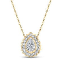 Load image into Gallery viewer, 10kt Yellow Gold Diamond Teardrop Cluster Pendant - A Captivating Elegance - Splendid Jewellery